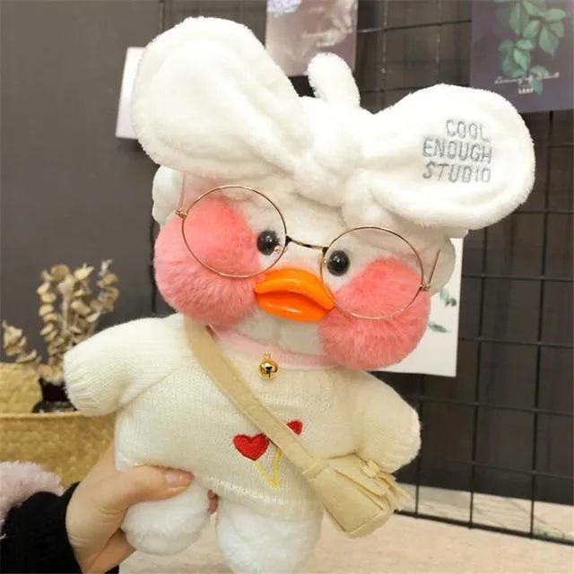 Kawaii Cartoon LaLafanfan 30cm Cafe Duck Plush Toy Stuffed Soft Kawaii Duck Doll Animal Pillow Birthday Gift for Kids Children