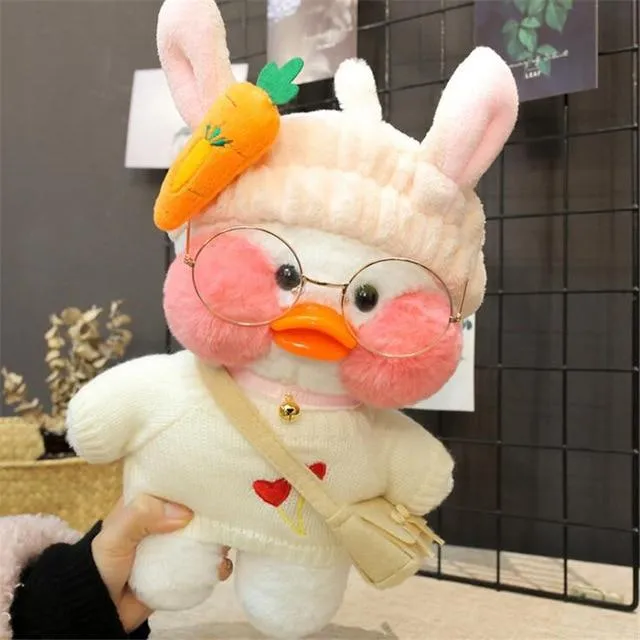 Kawaii Cartoon LaLafanfan 30cm Cafe Duck Plush Toy Stuffed Soft Kawaii Duck Doll Animal Pillow Birthday Gift for Kids Children