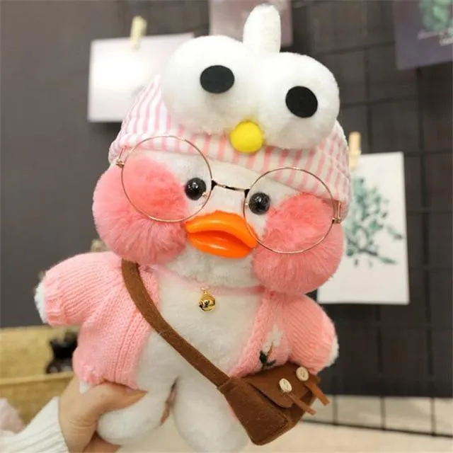 Kawaii Cartoon LaLafanfan 30cm Cafe Duck Plush Toy Stuffed Soft Kawaii Duck Doll Animal Pillow Birthday Gift for Kids Children