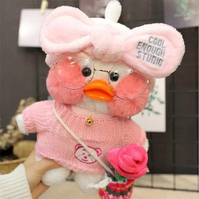 Kawaii Cartoon LaLafanfan 30cm Cafe Duck Plush Toy Stuffed Soft Kawaii Duck Doll Animal Pillow Birthday Gift for Kids Children