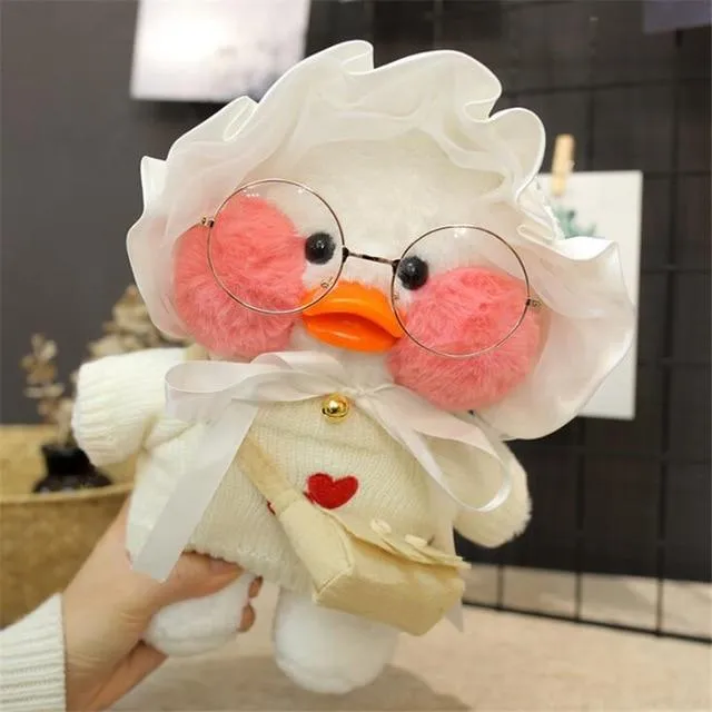 Kawaii Cartoon LaLafanfan 30cm Cafe Duck Plush Toy Stuffed Soft Kawaii Duck Doll Animal Pillow Birthday Gift for Kids Children