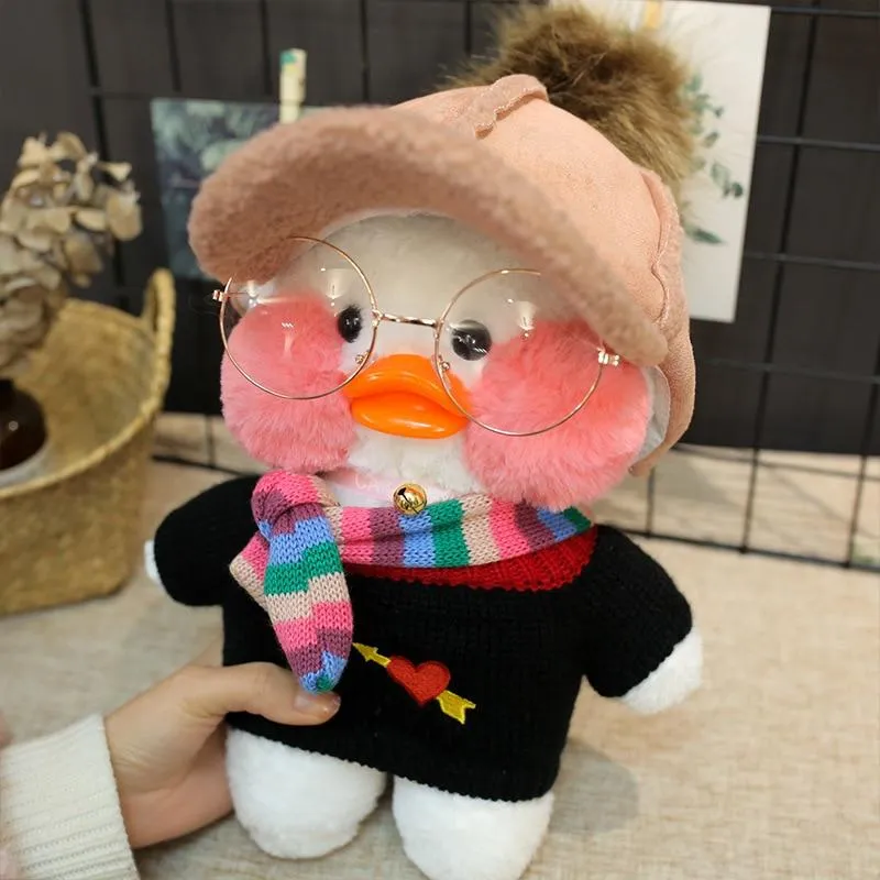 Kawaii Cartoon LaLafanfan 30cm Cafe Duck Plush Toy Stuffed Soft Kawaii Duck Doll Animal Pillow Birthday Gift for Kids Children