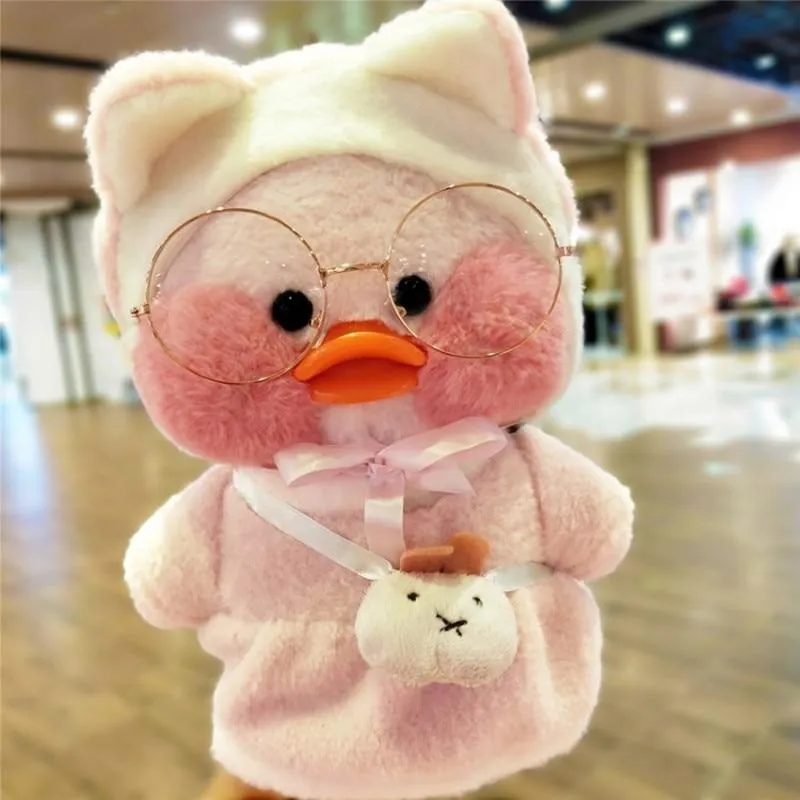 Kawaii Cartoon LaLafanfan 30cm Cafe Duck Plush Toy Stuffed Soft Kawaii Duck Doll Animal Pillow Birthday Gift for Kids Children