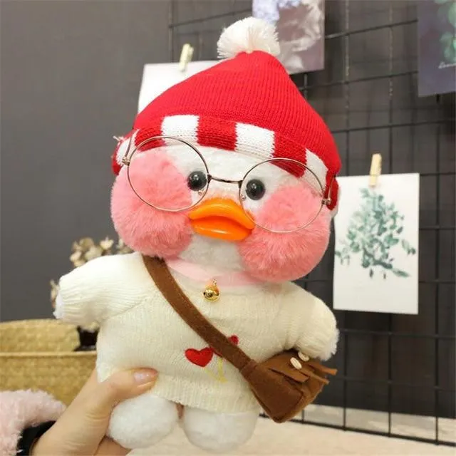 Kawaii Cartoon LaLafanfan 30cm Cafe Duck Plush Toy Stuffed Soft Kawaii Duck Doll Animal Pillow Birthday Gift for Kids Children