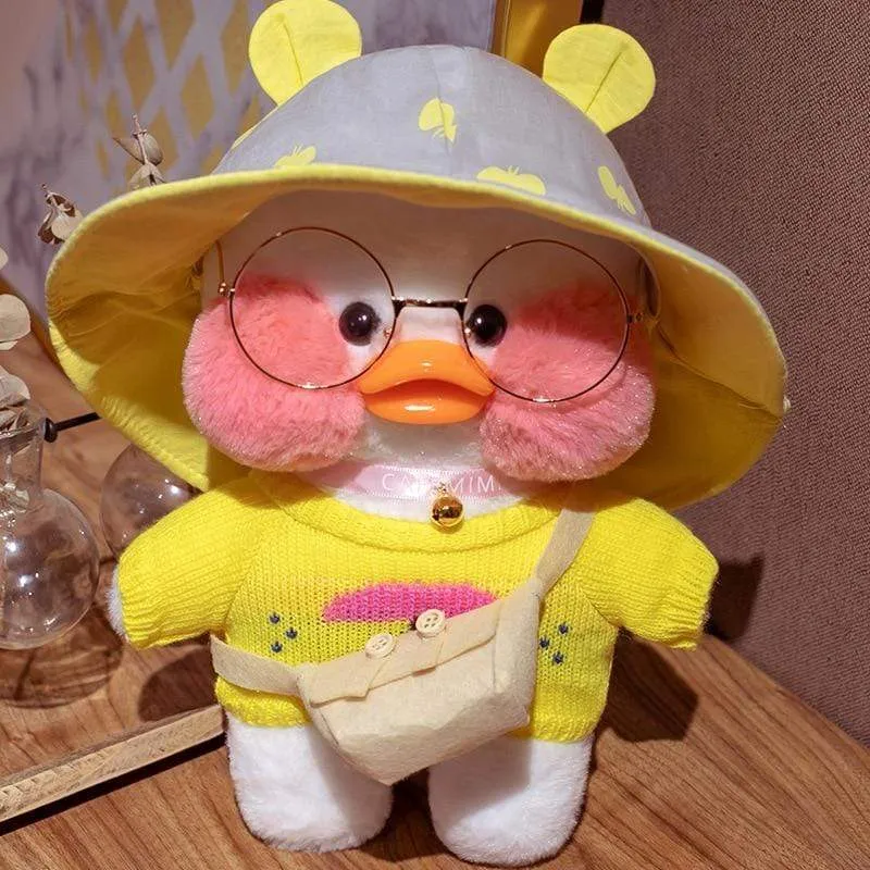 Kawaii Cartoon LaLafanfan 30cm Cafe Duck Plush Toy Stuffed Soft Kawaii Duck Doll Animal Pillow Birthday Gift for Kids Children