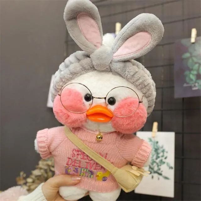 Kawaii Cartoon LaLafanfan 30cm Cafe Duck Plush Toy Stuffed Soft Kawaii Duck Doll Animal Pillow Birthday Gift for Kids Children