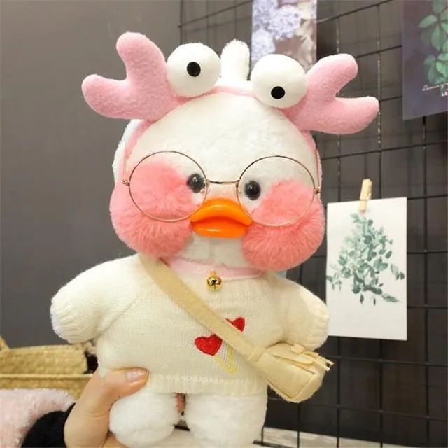 Kawaii Cartoon LaLafanfan 30cm Cafe Duck Plush Toy Stuffed Soft Kawaii Duck Doll Animal Pillow Birthday Gift for Kids Children