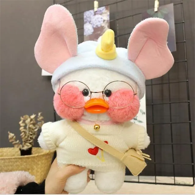 Kawaii Cartoon LaLafanfan 30cm Cafe Duck Plush Toy Stuffed Soft Kawaii Duck Doll Animal Pillow Birthday Gift for Kids Children