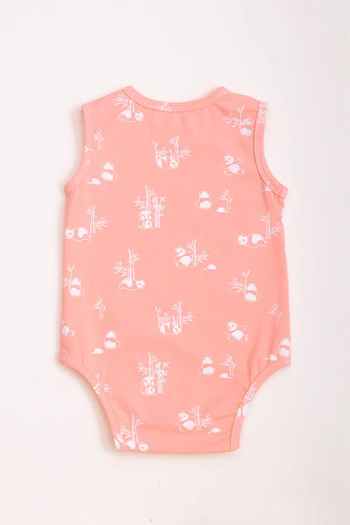 Kyle Onesie - Coral Bamboo Pandas