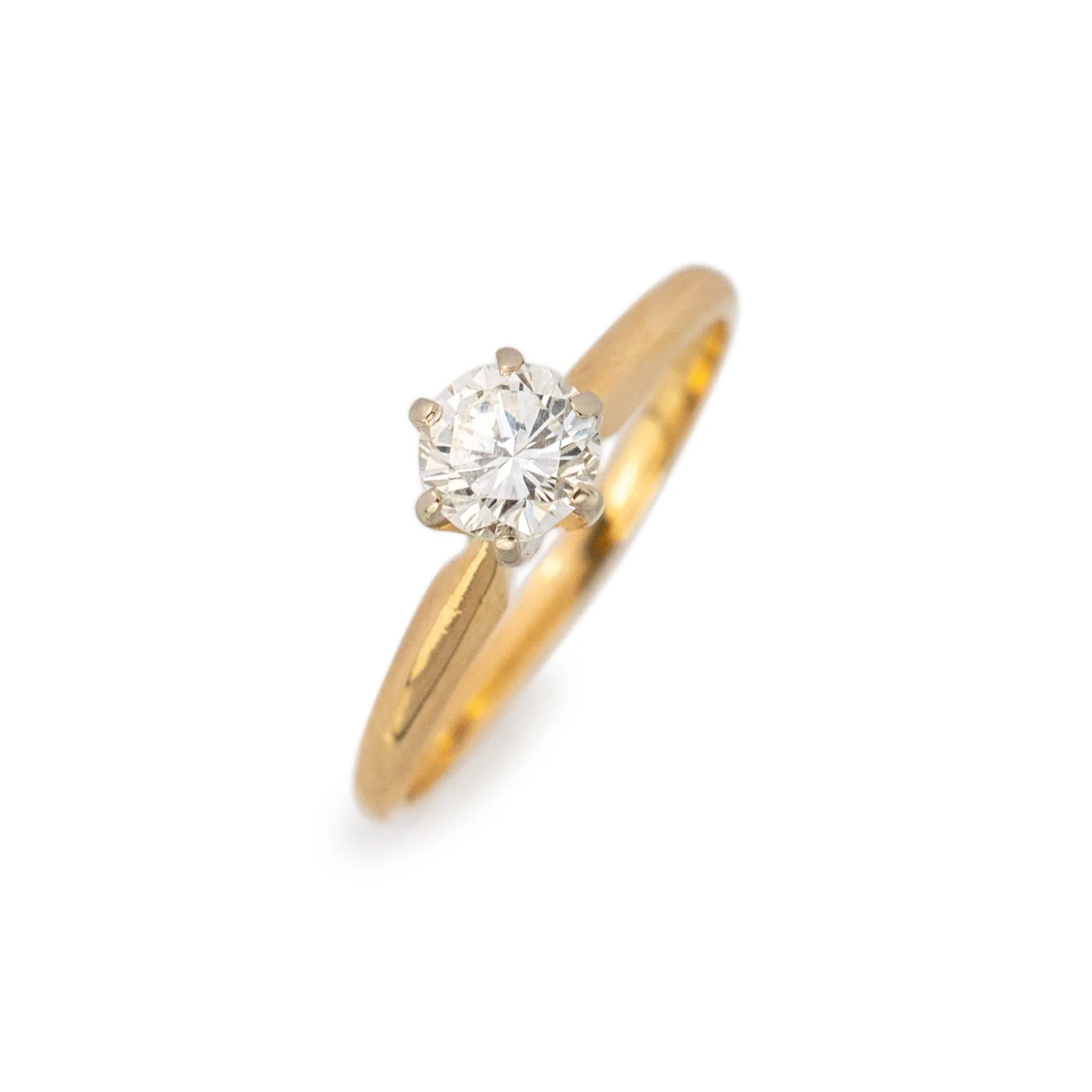 Ladies 14K Yellow Gold Solitaire Diamond Engagement Ring