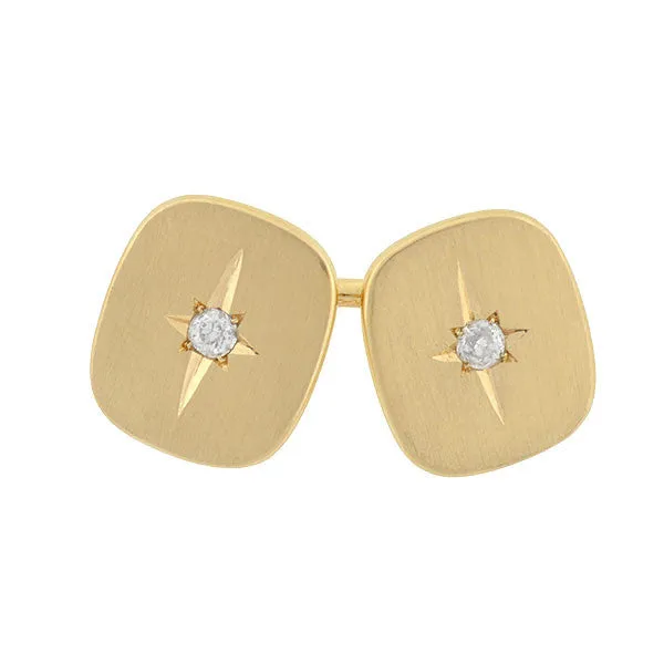 LARTER Late Victorian 14kt Diamond Starburst Cufflinks