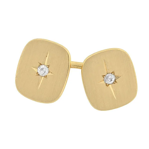 LARTER Late Victorian 14kt Diamond Starburst Cufflinks