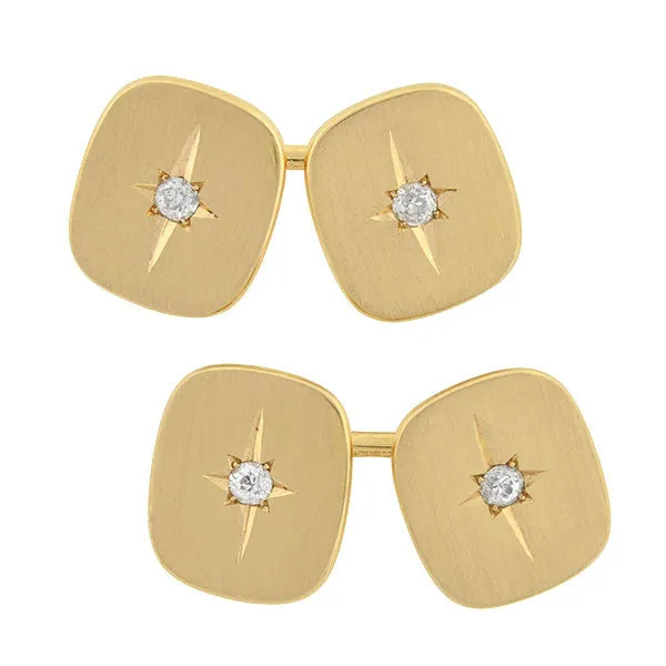 LARTER Late Victorian 14kt Diamond Starburst Cufflinks