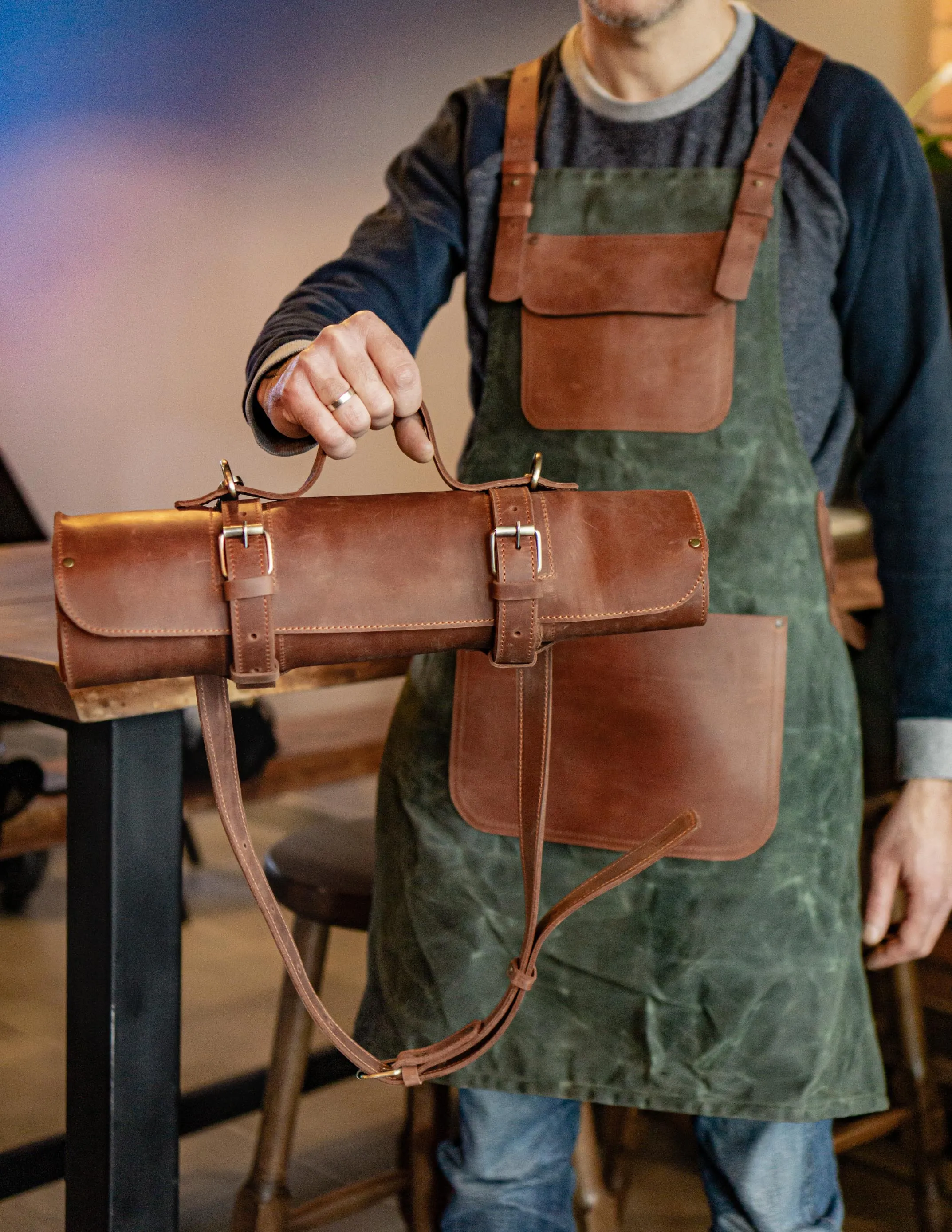 Leather Knife Roll | Knives Bag | Handcrafted | Gift for Chef