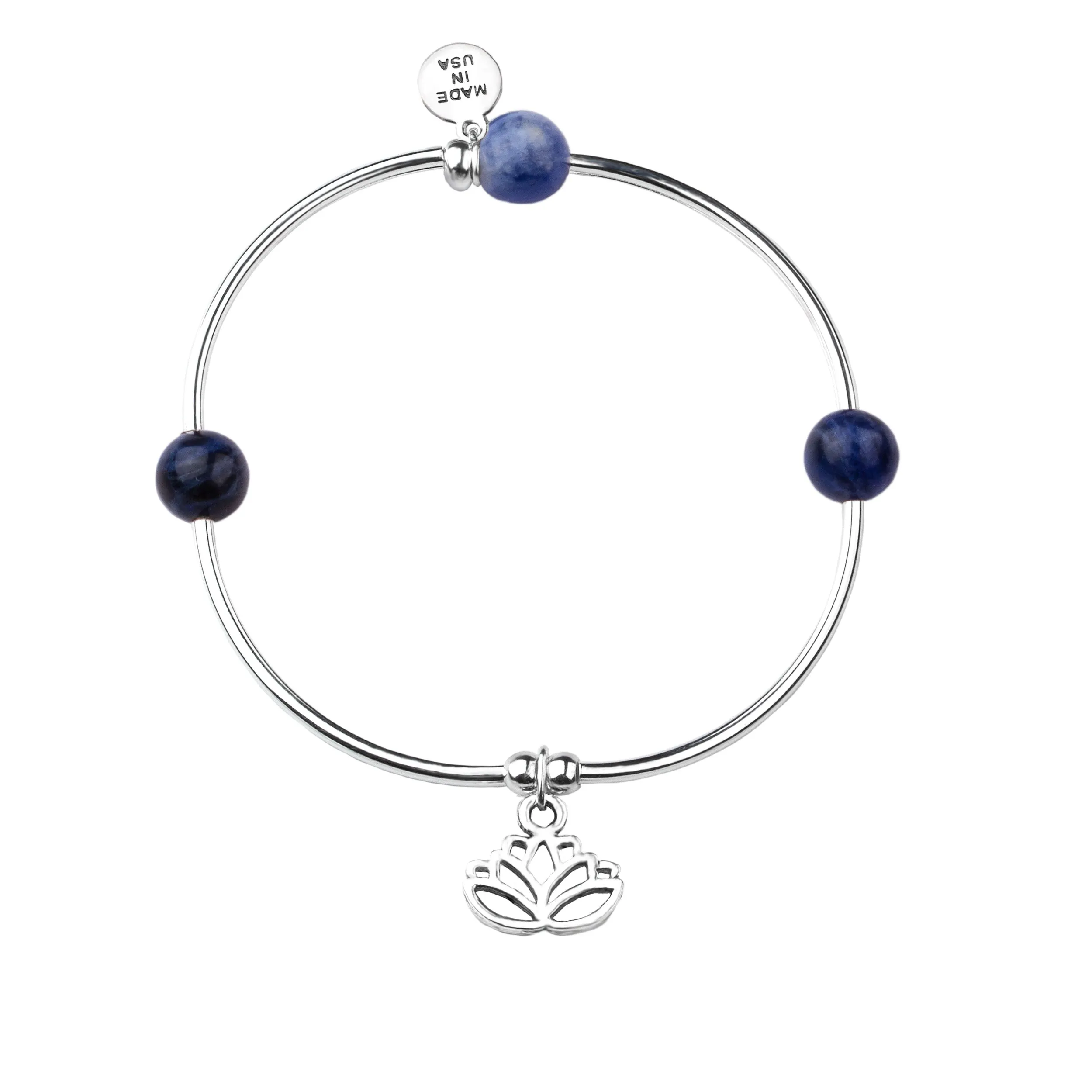 Lotus | Soft Bangle Charm Bracelet | Sodalite