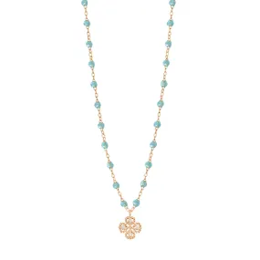 Lucky Clover Classic Gigi Aqua diamond necklace, Rose Gold, 16.5"