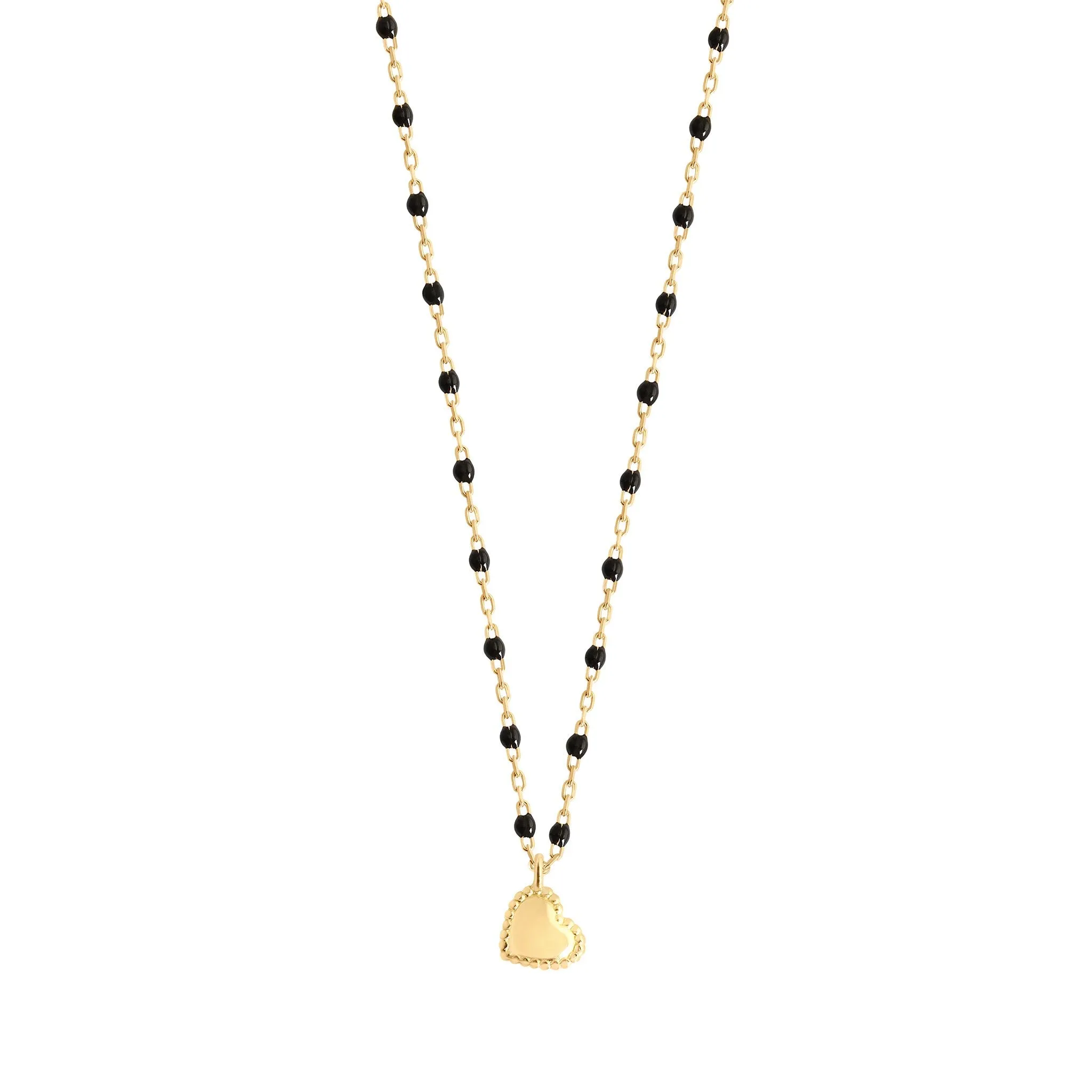 Lucky Heart Mini Gigi Black necklace, Yellow Gold, 15.7"