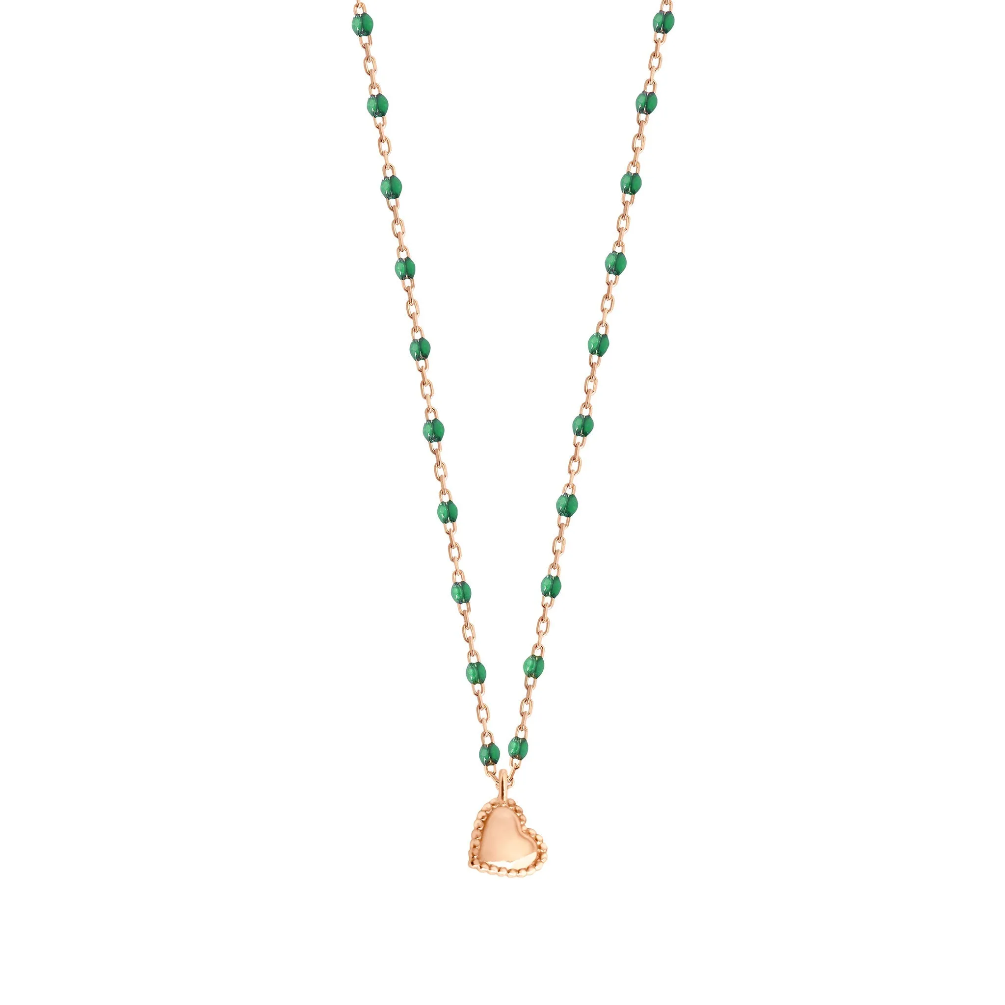 Lucky Heart Mini Gigi Emerald necklace, Rose Gold, 15.7"