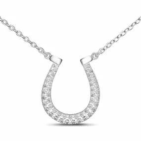 Lucky Horseshoe Necklace Sterling Silver with CZ