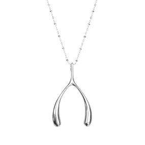 LUCKY Silver Wishbone Pendant