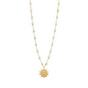 Lucky Sun Opal Diamond Necklace, Yellow Gold, 16.5"