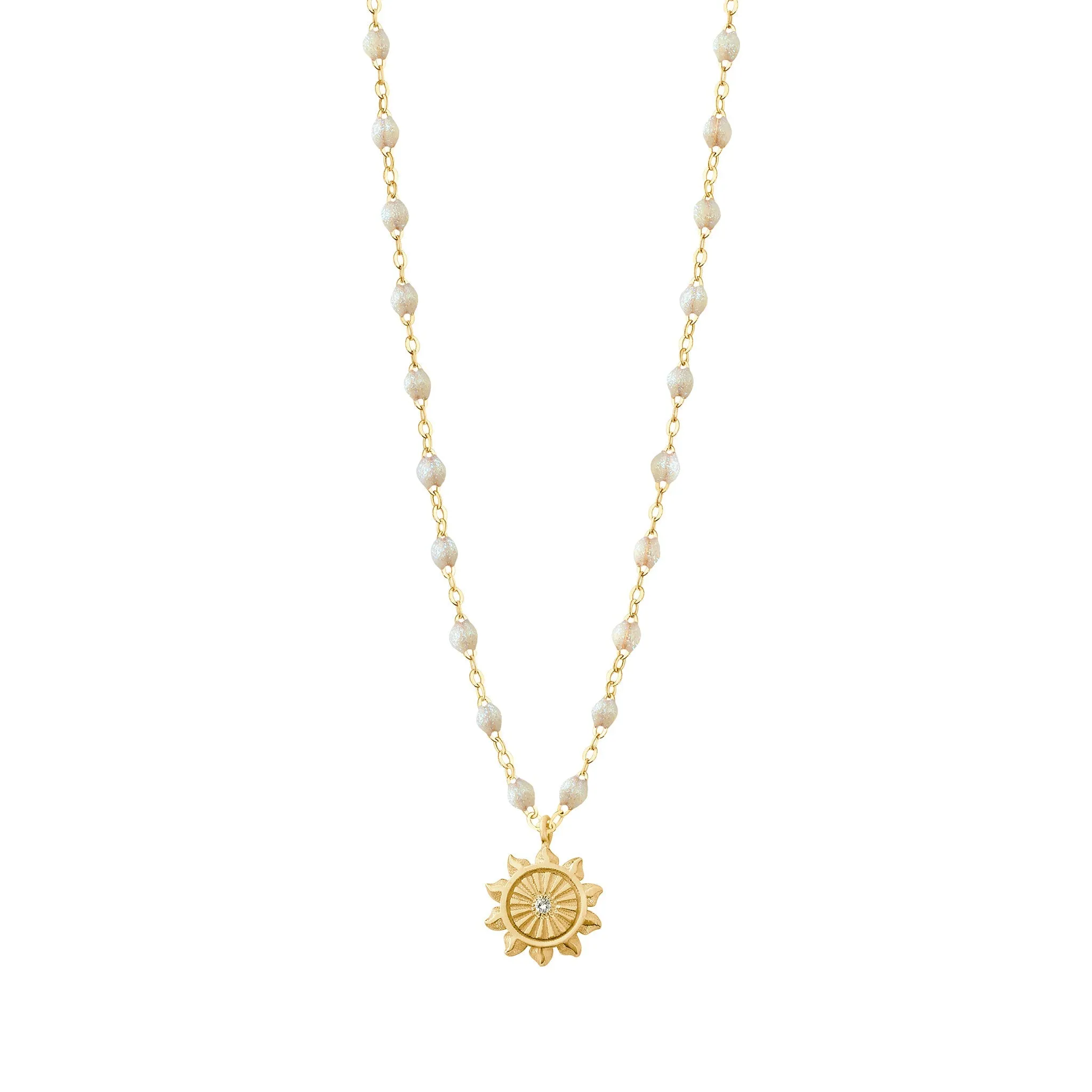 Lucky Sun Opal Diamond Necklace, Yellow Gold, 16.5"