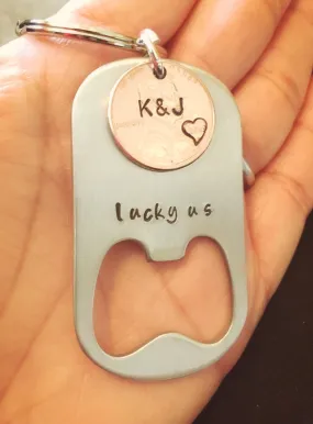 Lucky Us Keychain, Personalized Lucky Us Keychain, Bottle Opener Penny Keychain, Natashaaloha