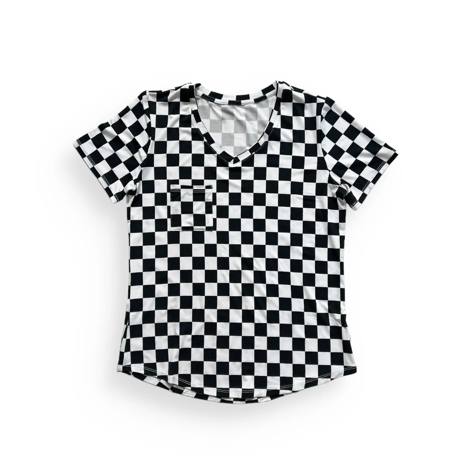 MAMA V-NECK- B W Check