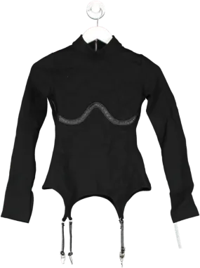 maniere de voir Black Suspender Detail Top UK 6