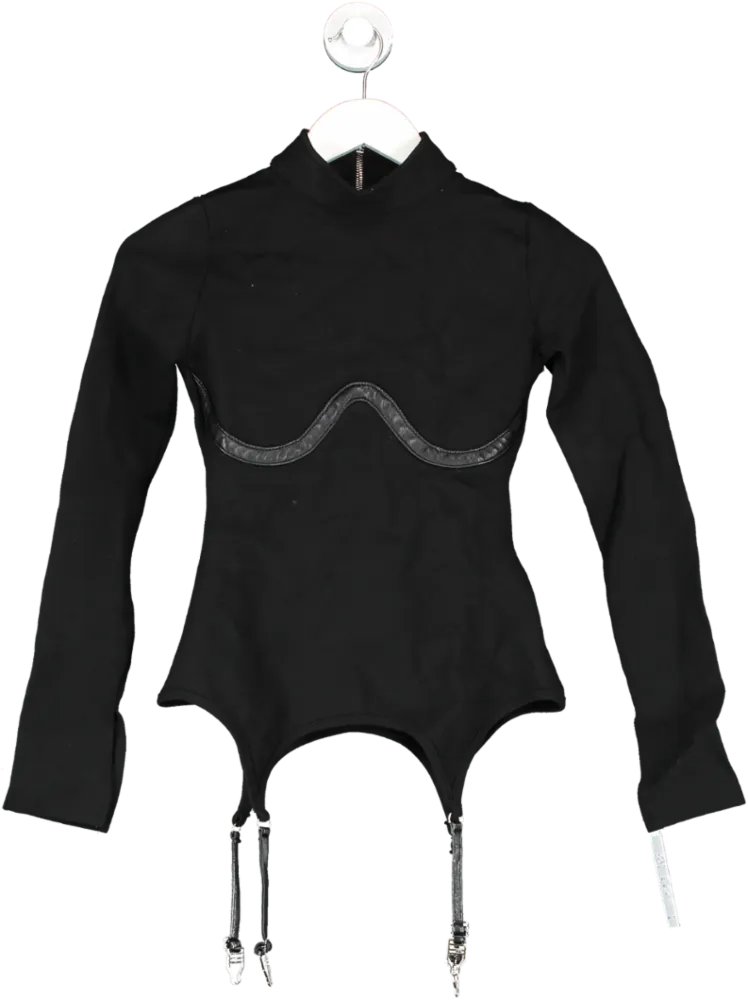 maniere de voir Black Suspender Detail Top UK 6