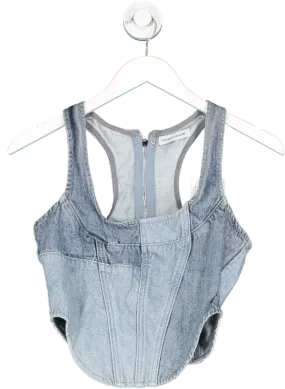 maniere de voir Blue Panelled Denim Corset Top UK 8