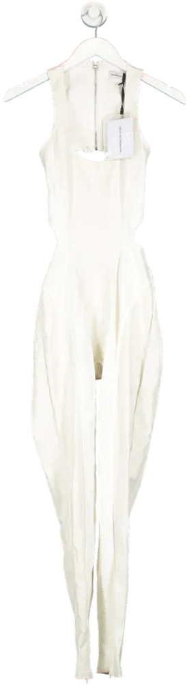 maniere de voir White Vegan Leather Cut Out Jumpsuit UK 6