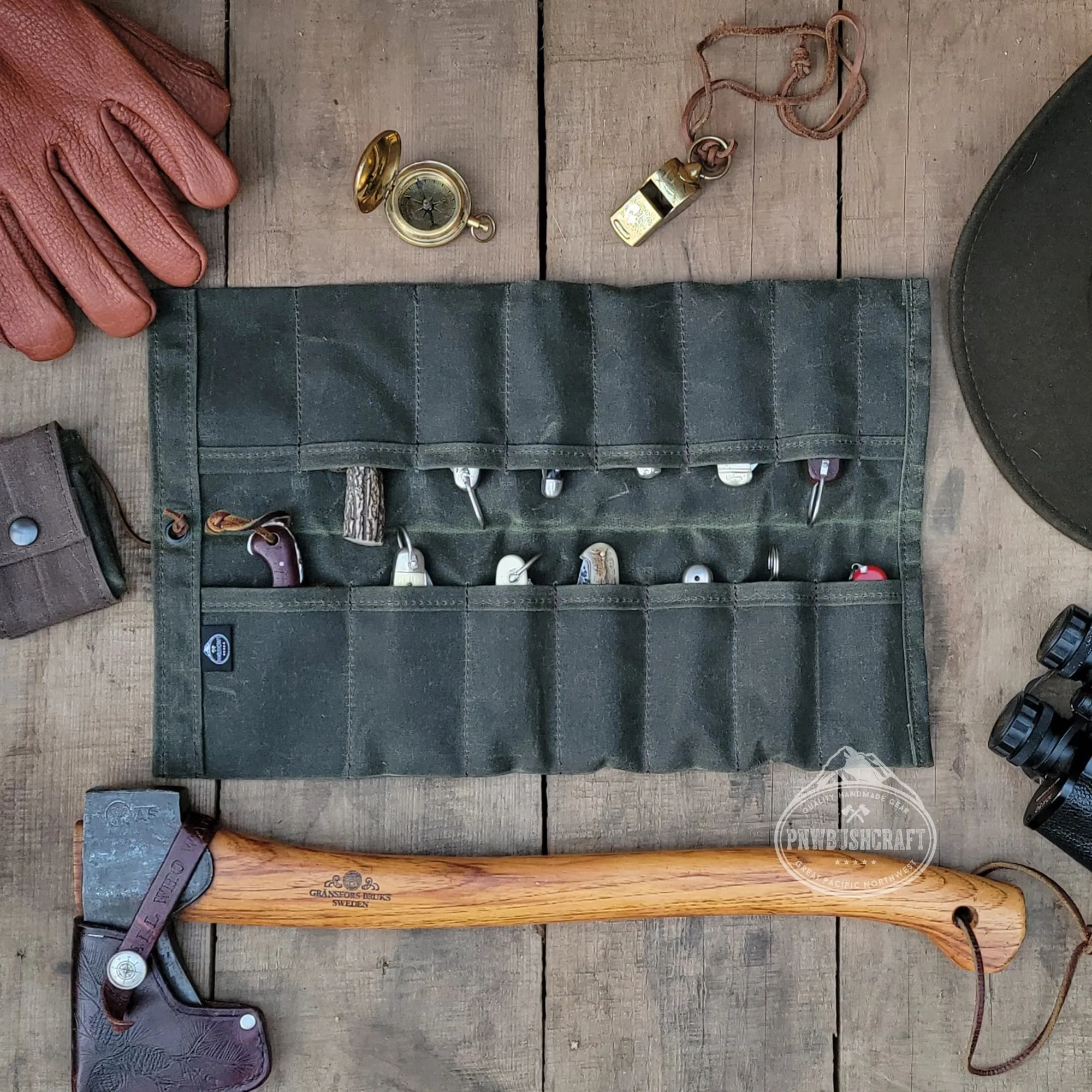 Maple Waxed Canvas Pocketknife Roll Up V 2.0