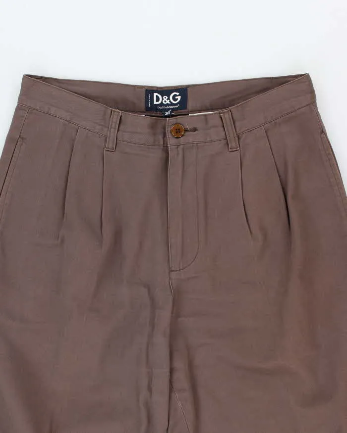 Men's Vintage Brown Dolce And Gabbana Pleated Trousers - W30 L30