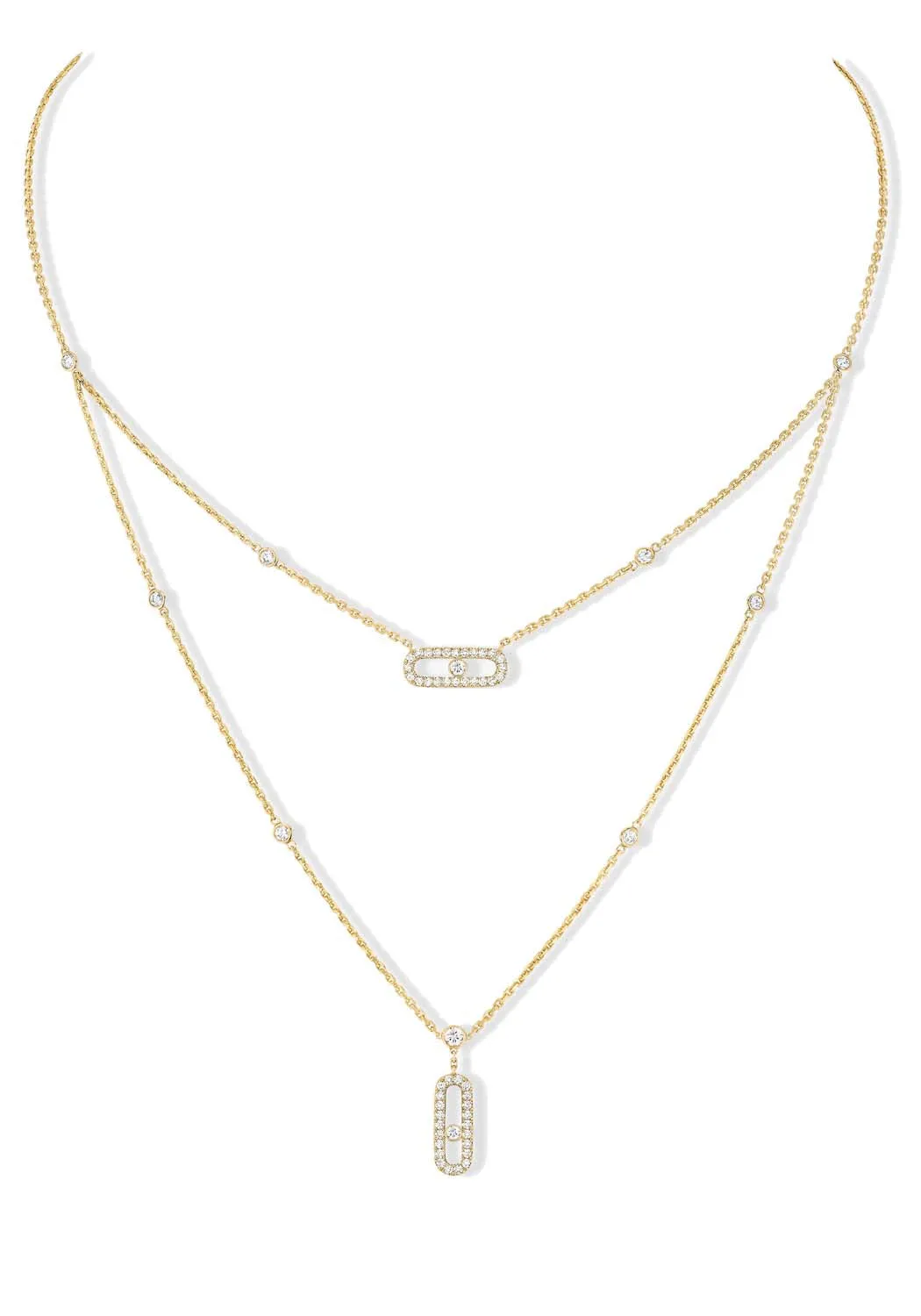 Messika Move Uno 2 Rows Pavé 18KYG Diamond Necklace