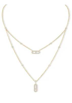 Messika Move Uno 2 Rows Pavé 18KYG Diamond Necklace