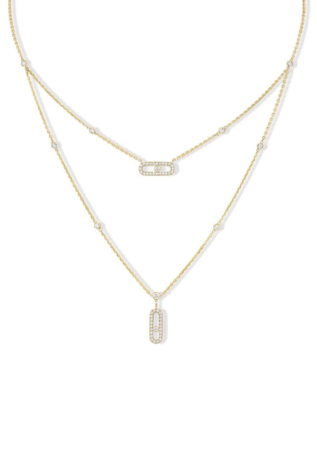 Messika Move Uno 2 Rows Pavé 18KYG Diamond Necklace