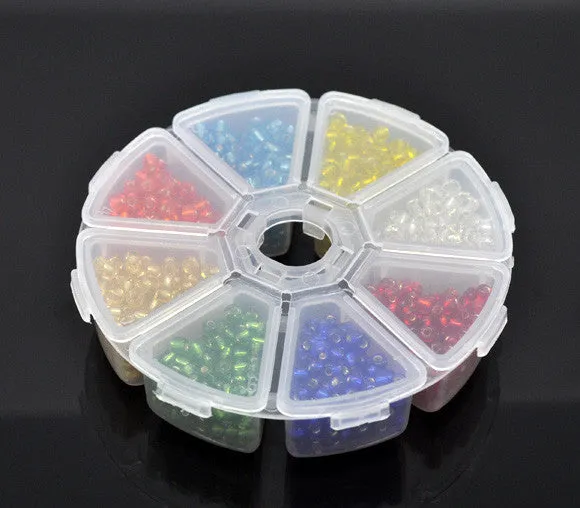 Mixed Foil Seed Beads for Jewelry Making 6/0 Storage Box, 100 grams per unit