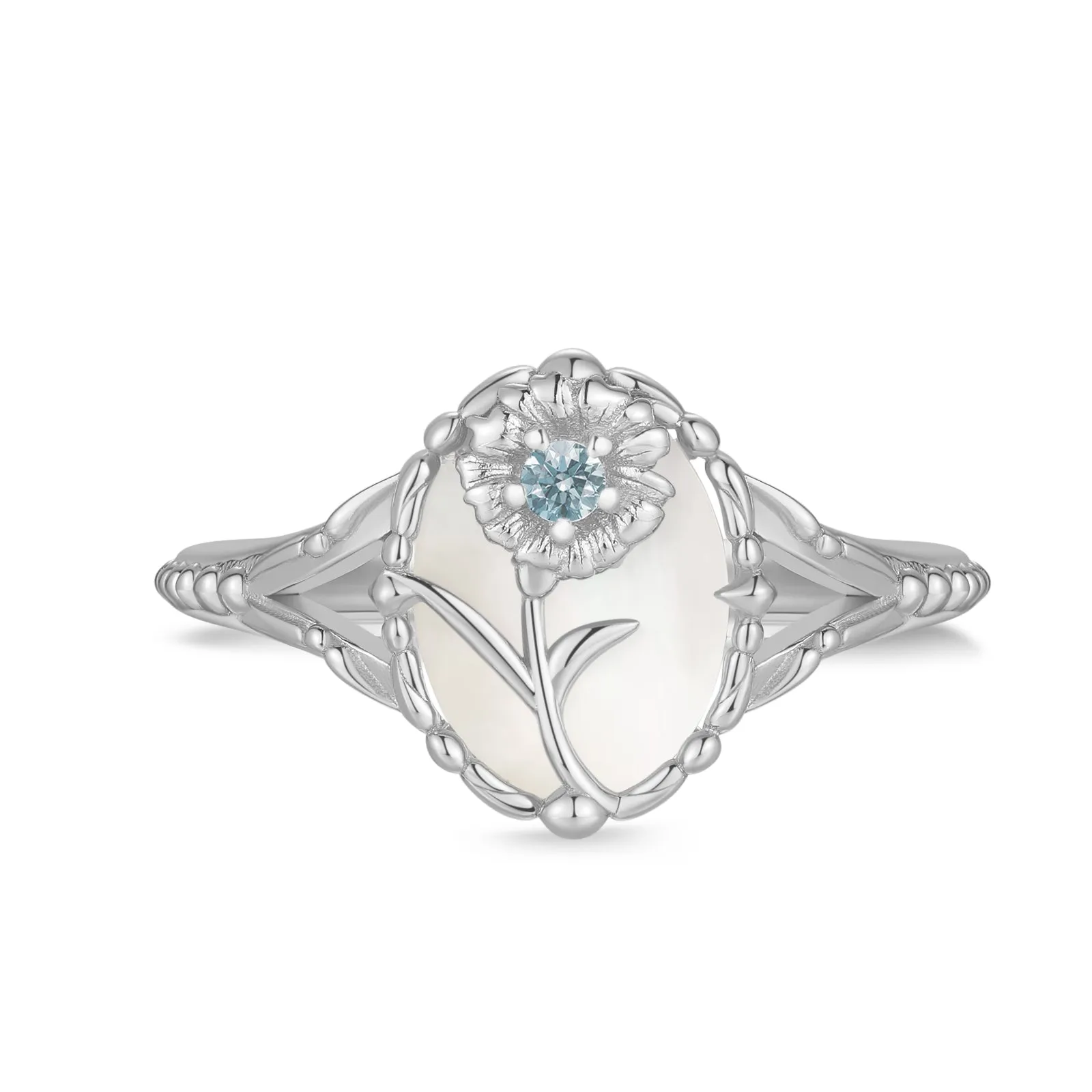 Mother of Pearl Silver Ring - Aster