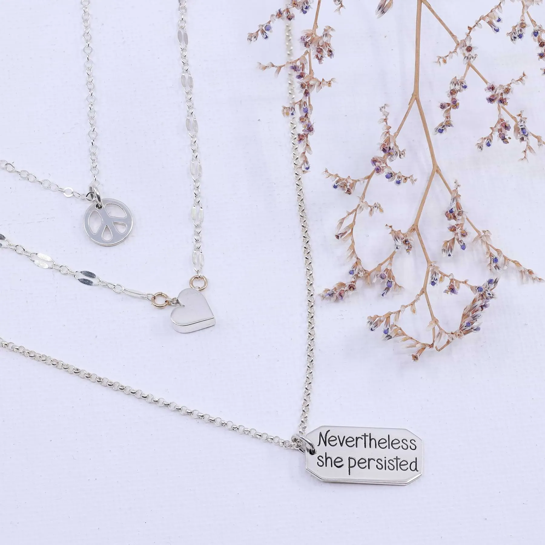 Nevertheless She Persisted - Empowerment Sterling Silver Layering Necklace