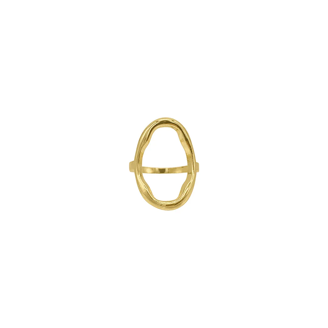 Open Hammered Oval Ring gold