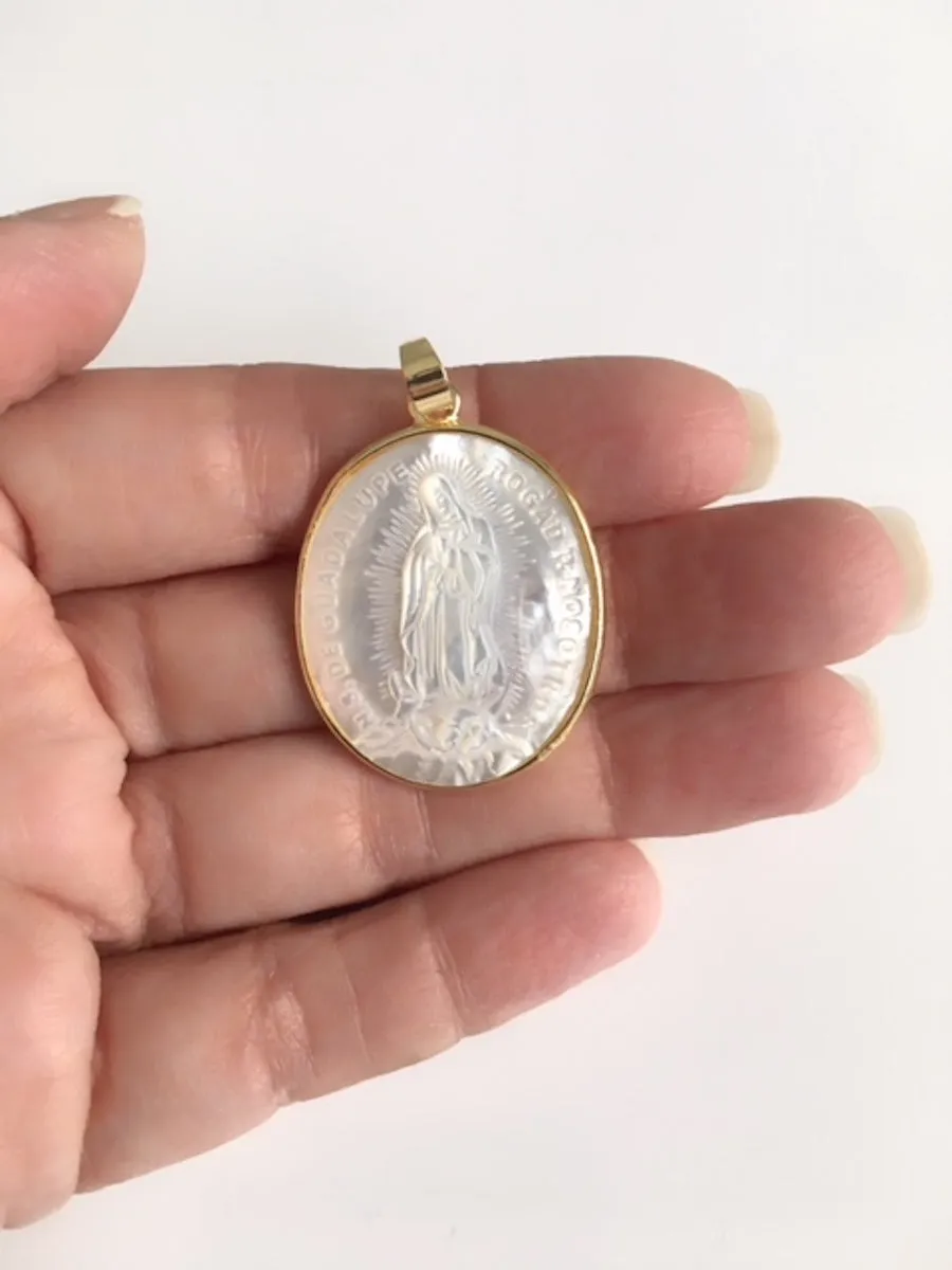 Our Lady of Guadalupe Mother Of Pearl Pendant