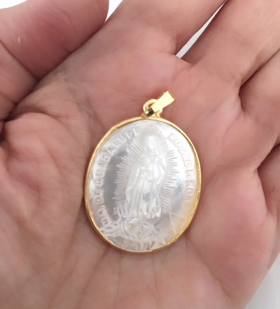 Our Lady of Guadalupe Mother Of Pearl Pendant