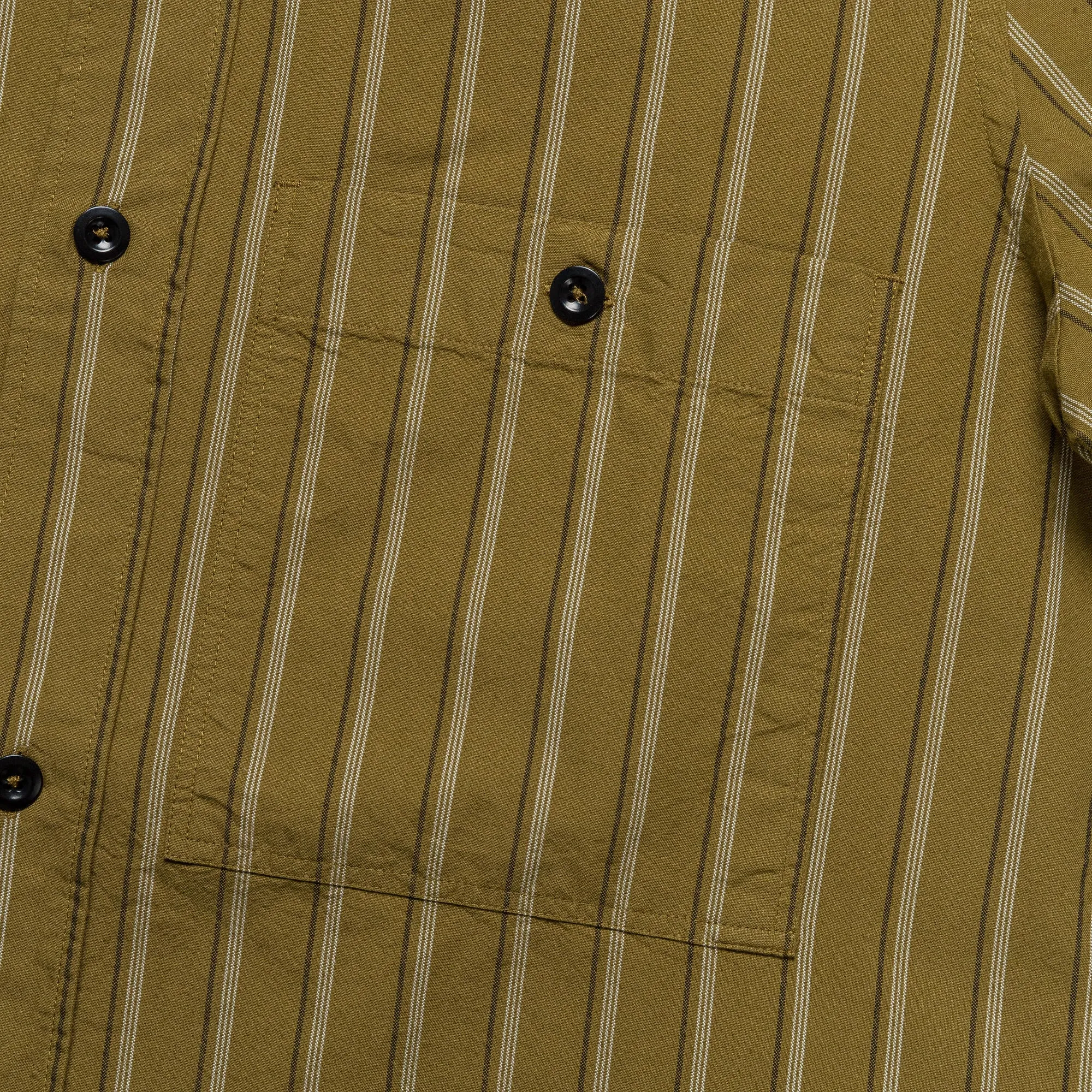 Overall Shirt - Offset Cotton Stripe Light Olive/Off White