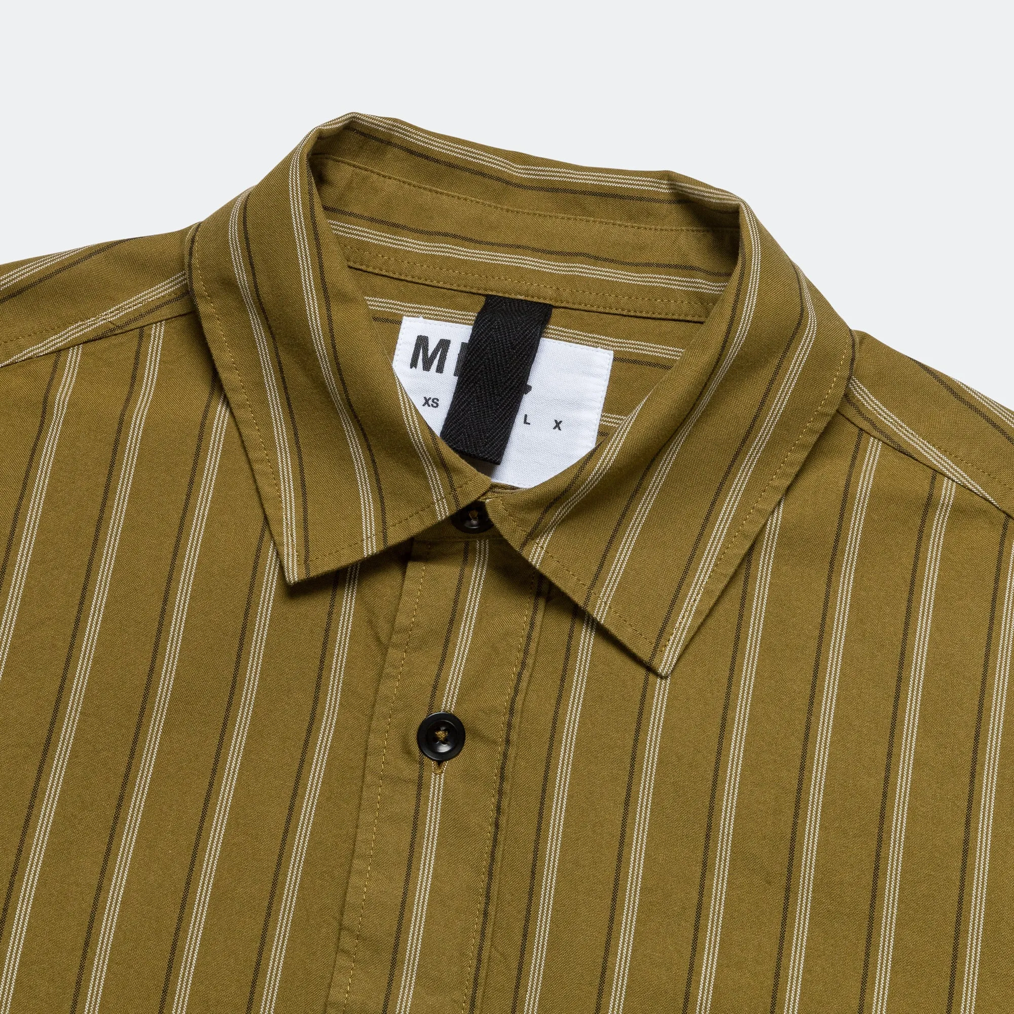 Overall Shirt - Offset Cotton Stripe Light Olive/Off White