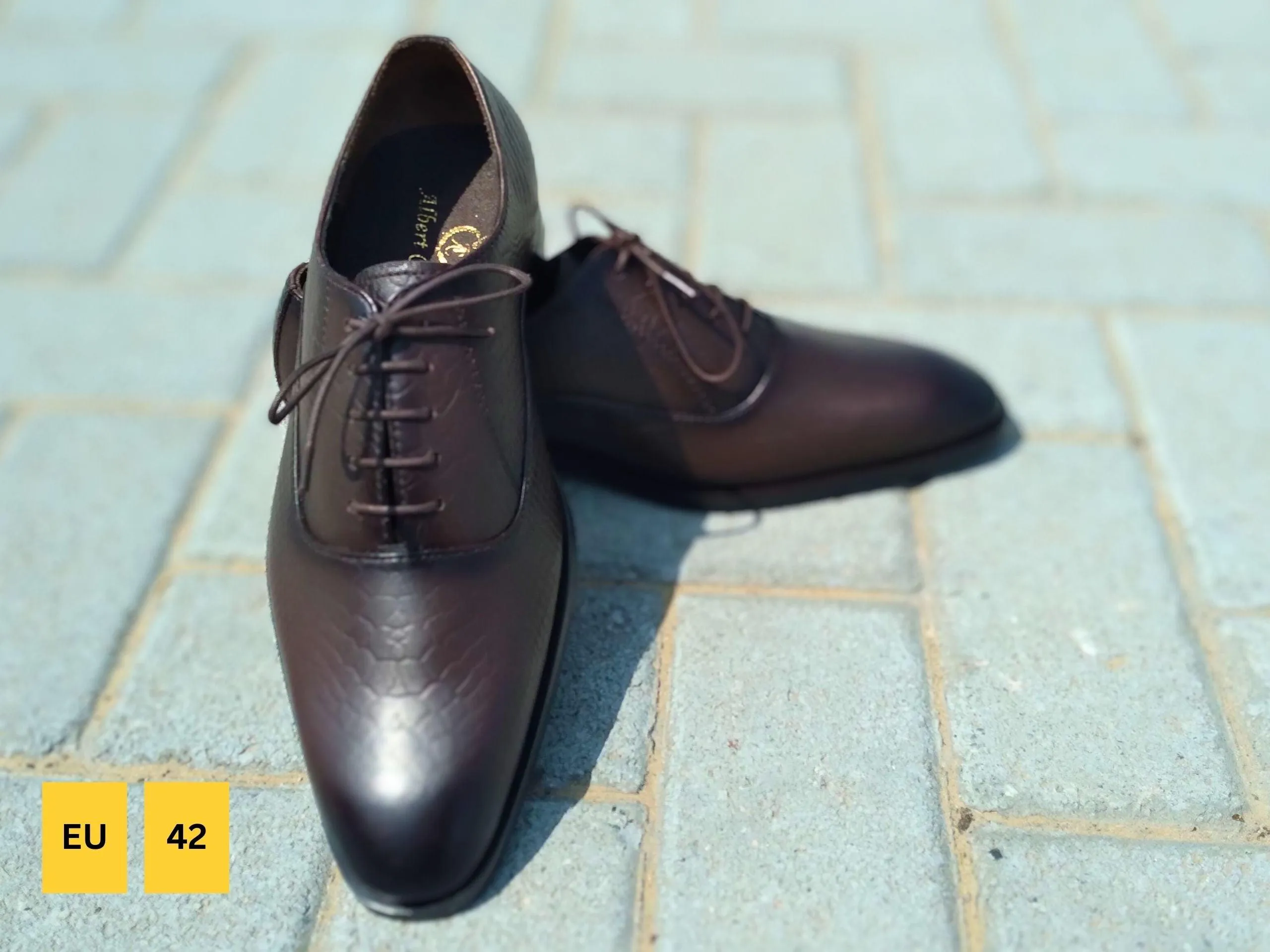 Oxford Shoes Genuine Leather Plain toe Brown