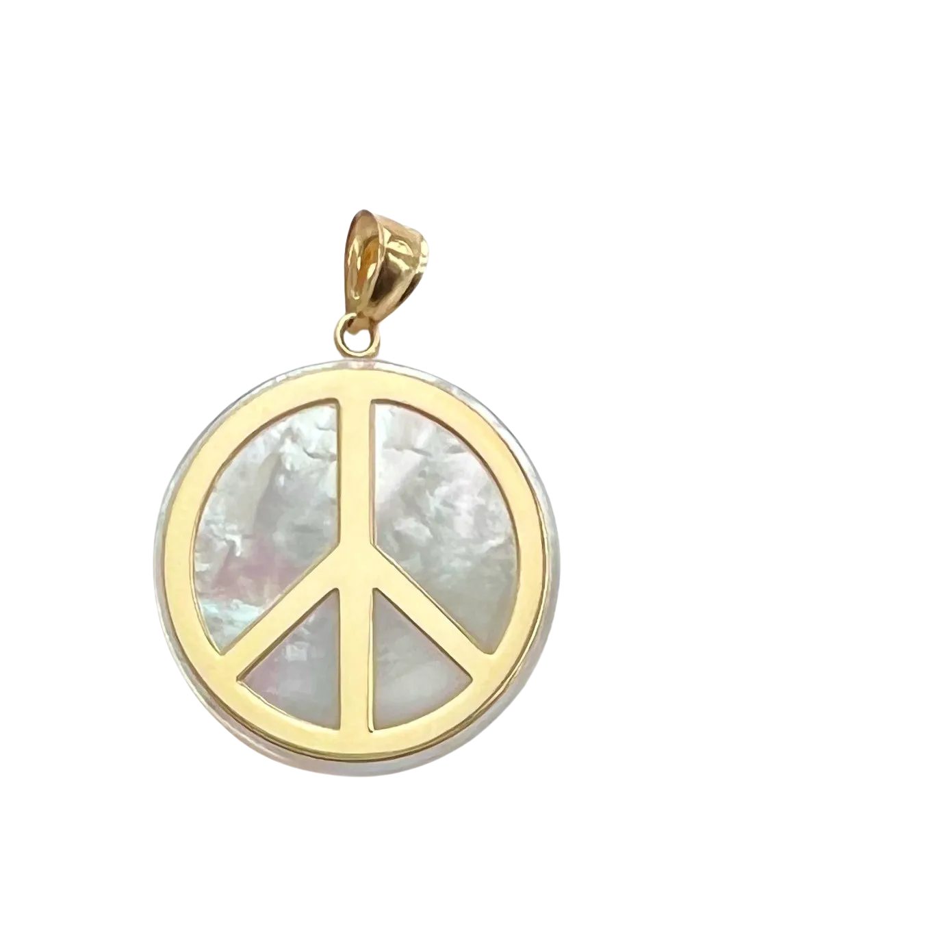 P R E - L O V E D // a wearable prayer for peace / 14k and mother of pearl peace sign / a pendant