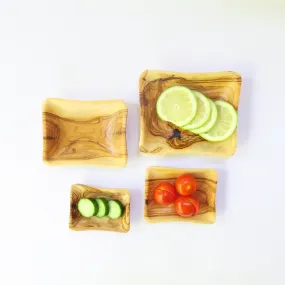 Palestinian Olive Wood Serving Bowls - Rectangular Shallow Bowls