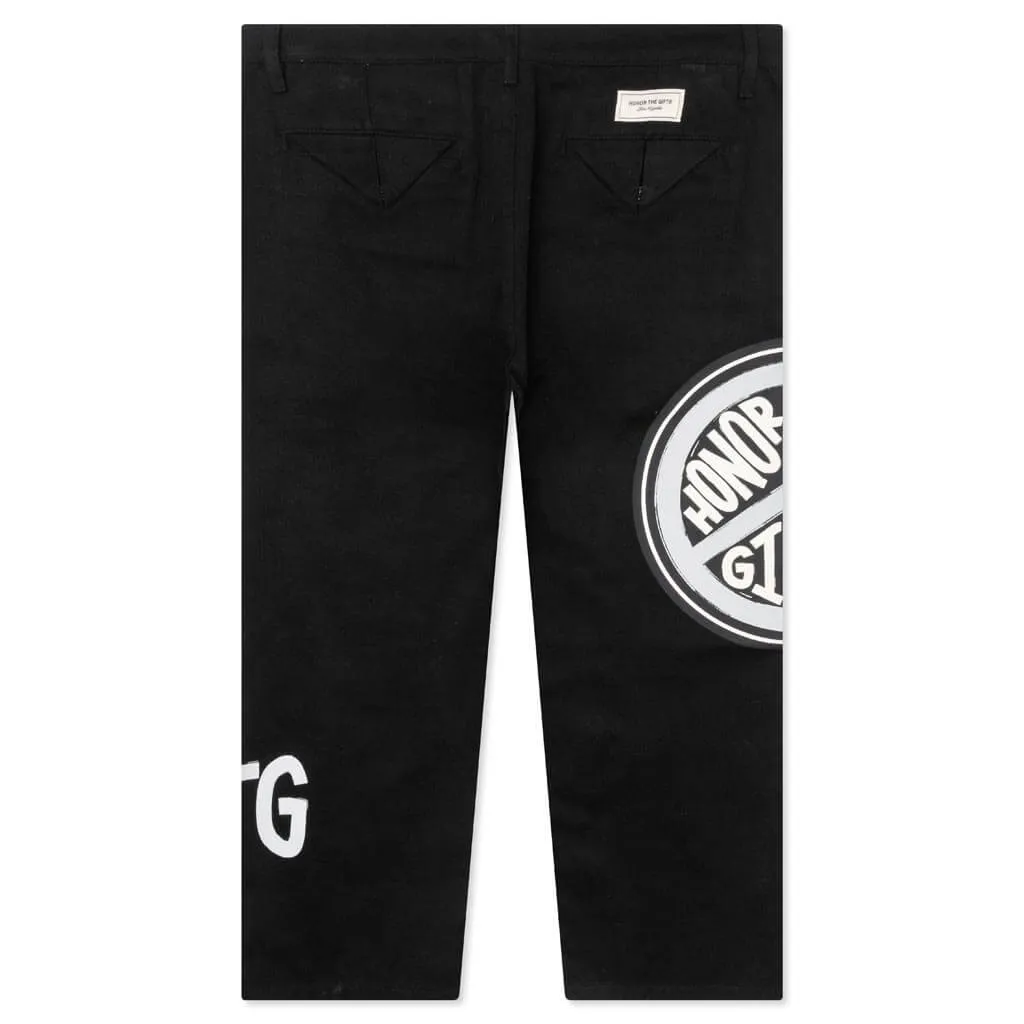 Peace Print Trouser Pant - Black