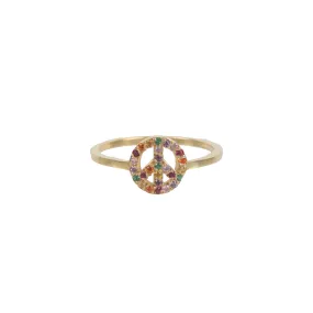 Peace Ring Rainbow, Gold/Multi